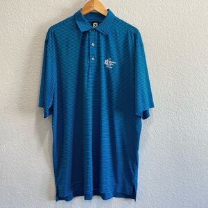 FootJoy FJ Blue with Black Stripes Meadow Lake Athletic Golf Polo Size XL